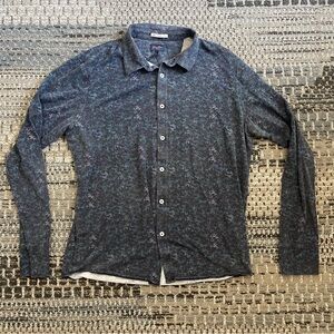 Good Man Brand Men’s Long Sleeve Button Down in Blue Abstract Pattern Size Large